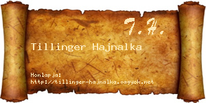 Tillinger Hajnalka névjegykártya
